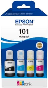 Epson Komplet črnil EcoTank 101 1 x 127 ml 3 x 70 ml črna/cijan/magenta/rumena (C13T03V64A)