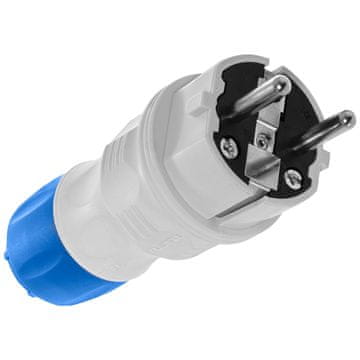 RAVNI ODSTRANLJIVI VTIČ IP54 2P+Z 16A 250V UNI-SCHUKO SIVO-MODER