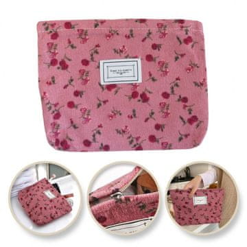 ENOPREDELNA ROZA CVETNA KOZMETIČNA TORBICA ZA ORGANIZATOR 25 X 18 CM, MODNA