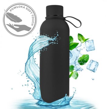 TERMOS STEKLENICA 500 ML NERJAVEČE JEKLO MEHKA NA DOTIK ČRNA MODNA