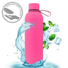 TERMOS STEKLENICA ZA VODO 500 ML NERJAVEČE JEKLO MEHKA NA DOTIK FUKSIJANSKA MODNA