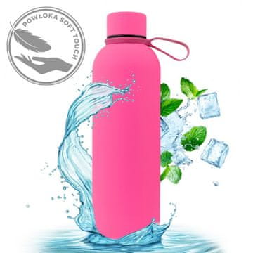 TERMOS STEKLENICA ZA VODO 500 ML NERJAVEČE JEKLO MEHKA NA DOTIK FUKSIJANSKA MODNA