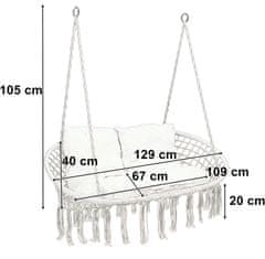 EH Viseči stol Stork's Nest LAGOS, siv, z blazinami