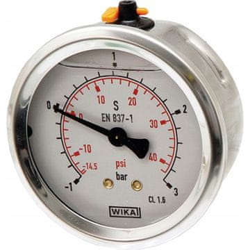 Glicerinski manometer Ø 63 mm 0 → + 6 bar 1/4" medeninasta hrbtna stran