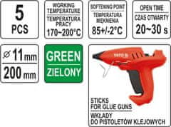 YATO VROČE TALILNO LEPILO 11,2 x 200 mm 5 kosov zeleno YT-82436