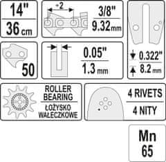 YATO Vodilo verige za motorne žage 14"" 3/8"" 0.05"" 50 G YT-84930