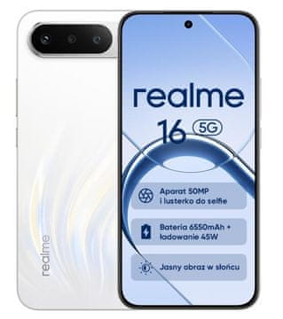 realme 16 5G pametni telefon 8 GB/256 GB črne barve