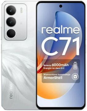 realme C71 pametni telefon 4/256 GB bele barve