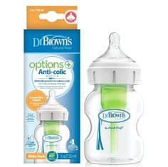 Brown Options+ Steklenička za hranjenje dojenčka s širokim vratom in proti kolikam 150 ml, Dr. Brown's