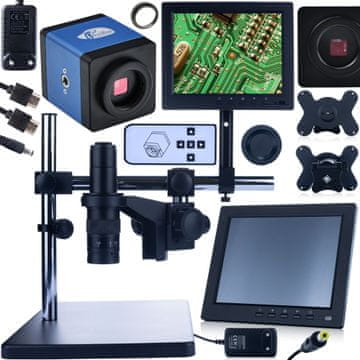 Rosfix Digitalni mikroskop Earth Pro MCEP-0.5X-PZRR z nastavljivim rokom + 8-palčnim zaslonom + držalom za digitalni mikroskop + modro kamero Draco