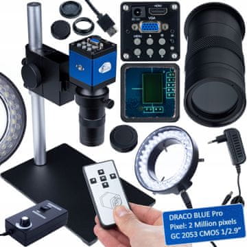 Rosfix Planets Pro Set 100X - Digitalni mikroskop s kamero FullHD HDMI VGA + LED 56x | C-Mount | 40-400 mm | 150x230 mm | Laboratorijski komplet Plug&Play
