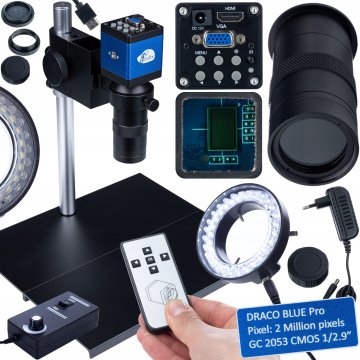 Rosfix Planets Pro Set 100X XL - Digitalni mikroskop s kamero FullHD HDMI VGA + LED 56x | Podstavek 290x260 mm | C-Mount | 40-400 mm | Komplet mikroskopov, pripravljenih za uporabo vtičnice