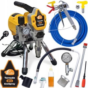 Rosfix Tornado RT2 EcoSpray - Hidrodinamična brizgalka barve | 1500 W | 3300 PSI (227 barov) | 2,2 l/min | 10 m cev | 519 šoba