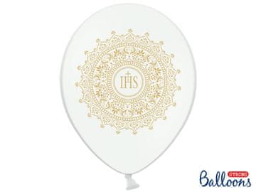 30 cm baloni za obhajilo IHS kovinsko čisto bela 6 kosov | SB14M-110-008-6