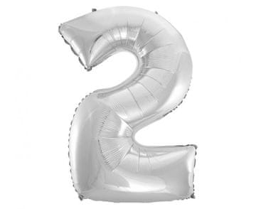 GoDan B&C folijski balon "Številka 2", srebrn, 92 cm FG-C85S2