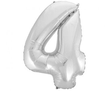 GoDan B&C folijski balon "Številka 4", srebrn, 92 cm FG-C85S4