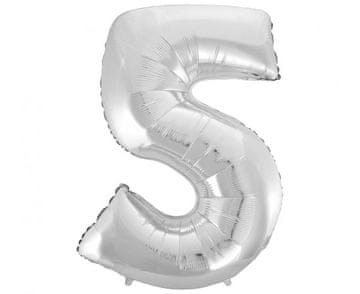 GoDan B&C folijski balon "Številka 5", srebrn, 92 cm FG-C85S5