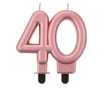 GoDan Svečka številka 40 za rojstni dan, kovinska, rožnato zlata, 8 cm PF-SCRZ40