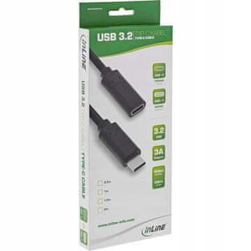 IN USB 3.2 tip C moški/ženski kabel, 0,5 m