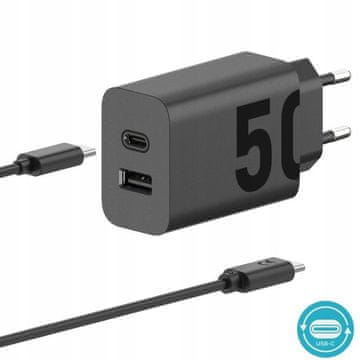 Motorola Turbo polnilnik 50W Duo USB-C + USB-A z 20V USB-C kablom