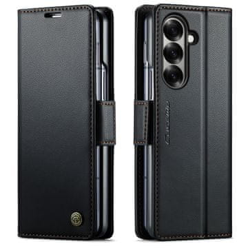 CaseMe Ovitek Flip za Samsung Galaxy Z Fold7 5G z liči denarnico - črn