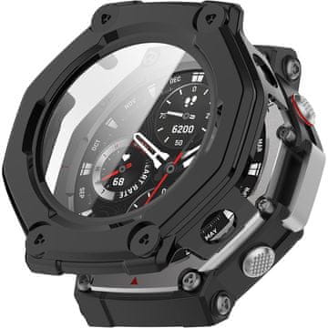 GS Ovitek 2 v 1 + kaljeno steklo za Amazfit T-Rex 3, črn