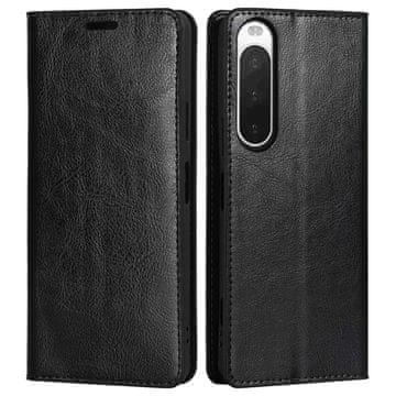 GS Ovitek za Sony Xperia 10 IV, ovitek iz pravega usnja, črn