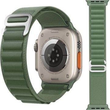 GS Najlonski pašček za Apple Watch 1/2/3/4/5/6/7/8/9/10/11/SE 38/40/41/42 mm, zelen