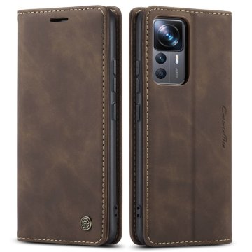 CaseMe Ovitek za Xiaomi 12T / 12T Pro, usnjena denarnica, rjava