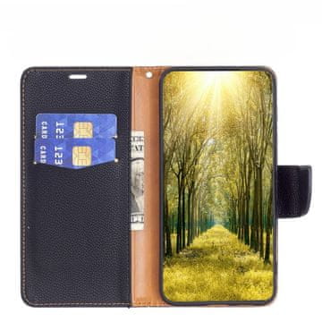 GS Ovitek za Samsung Galaxy A54 5G z naslonom, denarnica z liči in magnetom, črn
