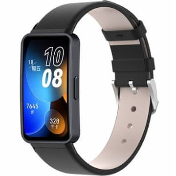 GS Usnjen pašček za Huawei Band 8 / Huawei Band 9 / Huawei Band 10, črne barve