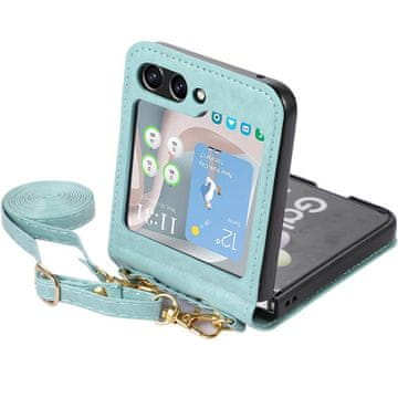 Overboard Usnjen ovitek z režo za kartice za Samsung Galaxy Z Flip 5 5G, zelen