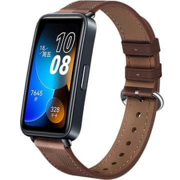 GS Usnjen pašček za Huawei Band 10 / 9 / 8, karirasta tekstura, rjava