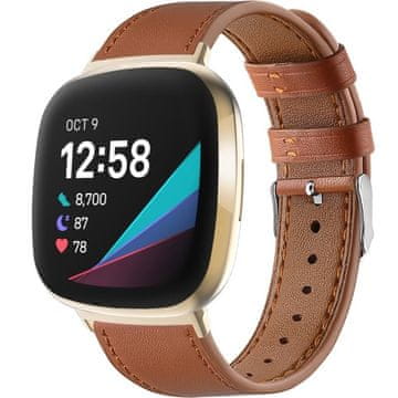 GS Usnjen pašček za Fitbit Versa 4 / Sense 2, rjav
