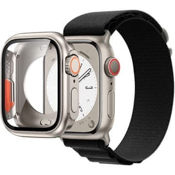 GS Komplet 2 v 1 iz najlonskega paščka in etuija za Apple Watch 4/5/6/SE 44 mm, črne barve