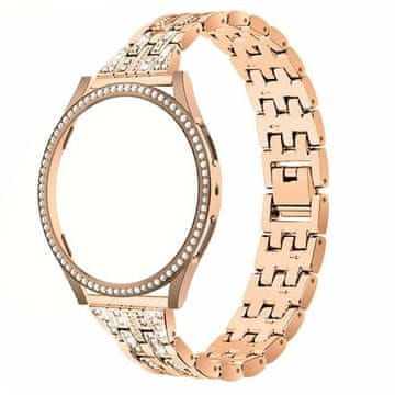 GS Zapestnica + ovitek z vgrajenim steklom za Samsung Galaxy Watch 4 44 mm, roza zlata