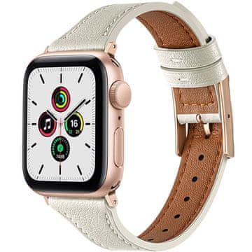 GS Usnjen pašček za Apple Watch 1/2/3/4/5/6/7/8/9/10/11/SE Ultra 1/2/3 42/44/45/46/49 mm, bež