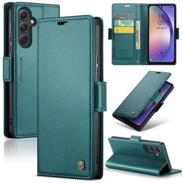 CaseMe Ovitek Flip za Samsung Galaxy A54 5G, denarnica Litchi, zelena