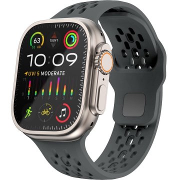 GS Silikonski pašček za Apple Watch 1/2/3/4/5/6/7/8/9/10/11/SE Ultra 1/2/3 42/44/45/46/49 mm, siv