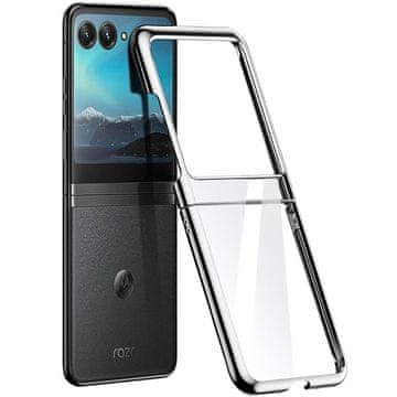 GS Ovitek za Motorola Razr 50 Ultra, električni okvir, prozoren / srebrn