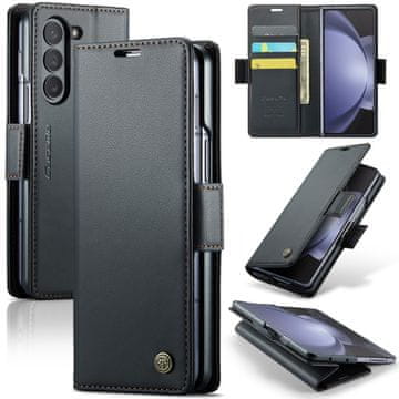 CaseMe Ovitek Flip za Samsung Galaxy Z Fold6 5G, denarnica Litchi, črna