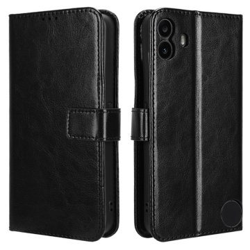 GS Ovitek za telefon Nothing CMF Phone 1 Flip, denarnica Crazy Horse, črna