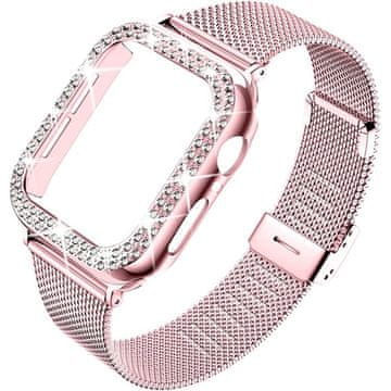 GS Zapestnica + ovitek z diamanti za Apple Watch 10/11 46 mm, roza