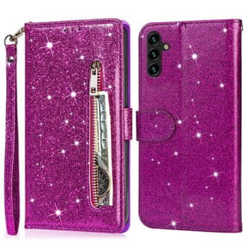 GS Ovitek za Samsung Galaxy A36 5G z zadrgo, bleščeč, vijoličen