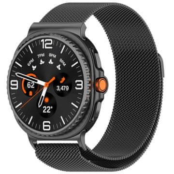 GS Milanski pašček za Samsung Galaxy Watch 9 / 8 / 8 Classic, črne barve