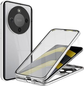 GS Ovitek za Honor Magic 8 Lite, magnetno dvojno steklo, srebrn