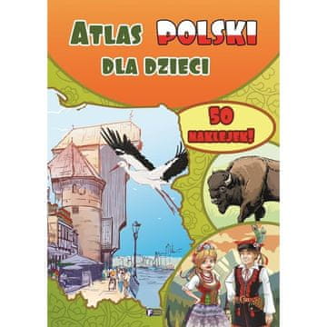 Fenix POLJSKI ATLAS ZA OTROKE ZEMLJEVID ZANIMIVOSTI IZOBRAŽEVALNA KNJIGA + 50 NALEPK