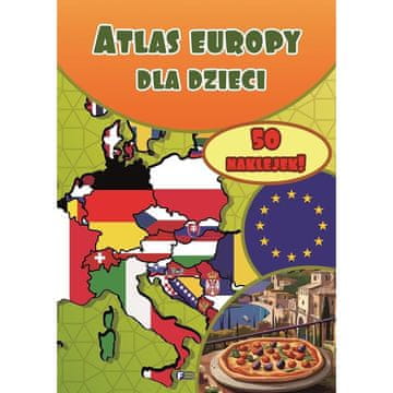 Fenix ATLAS EVROPE ZA OTROKE ZEMLJEVID ZANIMIVOSTI IZOBRAŽEVALNA KNJIGA + 50 NALEPK