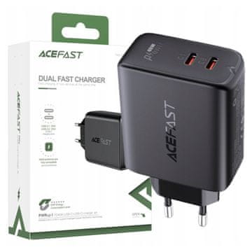 AceFast Stenski polnilnik 2x USB tipa C 40W, PPS, PD, QC 3.0, AFC, FCP črne barve (A9 črne barve)