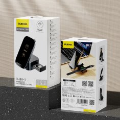 DUDAO A11Pro+ 15W 3-v-1 induktivni polnilnik za telefon/pametno uro/slušalke - črn